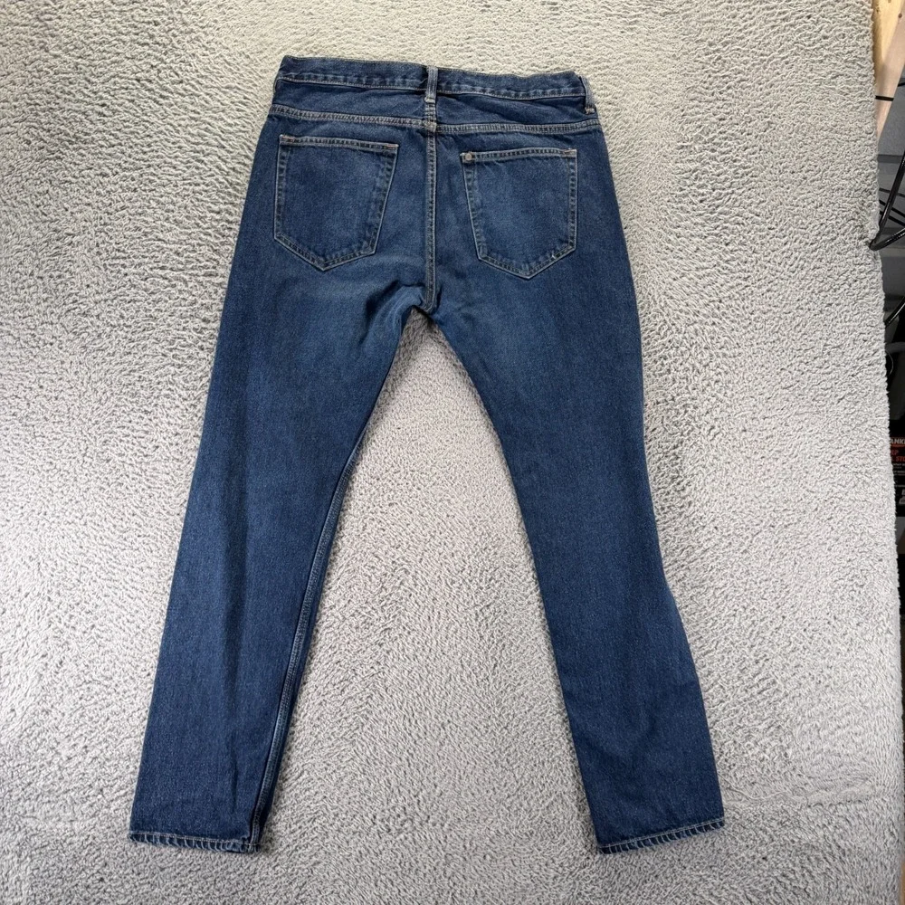 H&M &Denim Jeans Mens 33x32 Blue Cotton Tapered Slim Workwear Button-Fly Faded